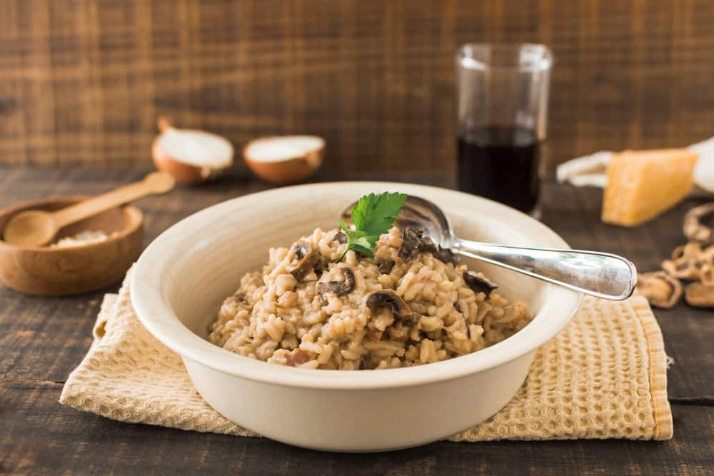 a plate of hot risotto