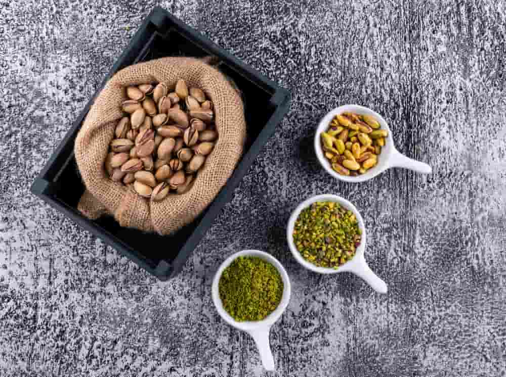 pistachios on a table