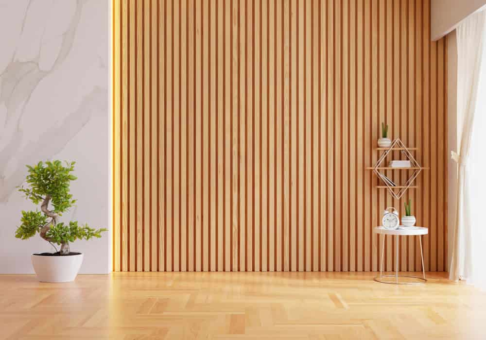 Wooden slatted wall covering