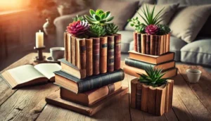 Read more about the article Upcycling Old Books into Home Decor: Creative DIY Book Planters and More