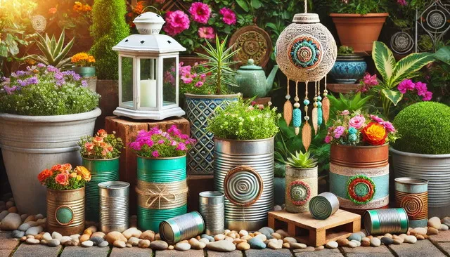 DIY Upcycled Garden Decor Made from Old Metal Cans